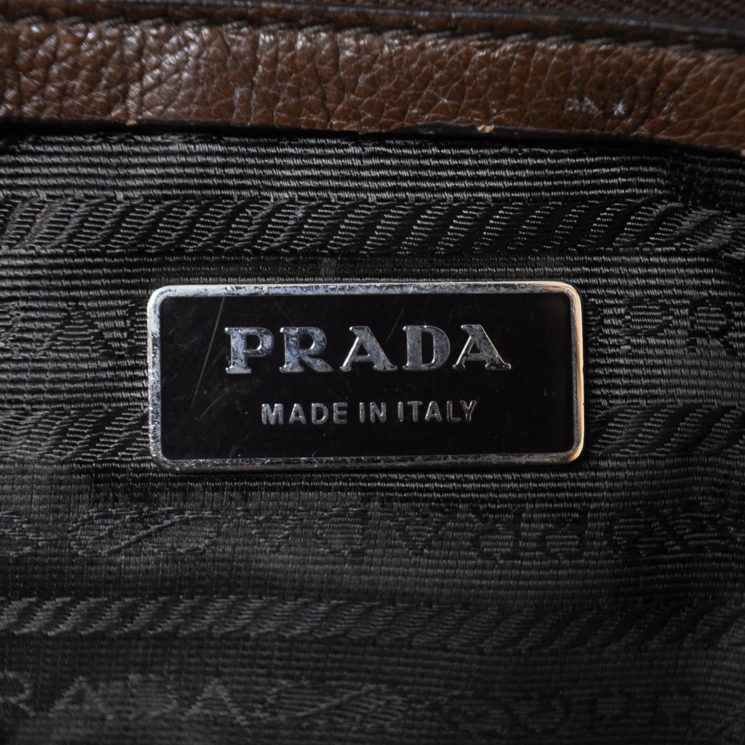 Prada Leather Easy Foldover Pushlock Satchel Brown 7 of 9
