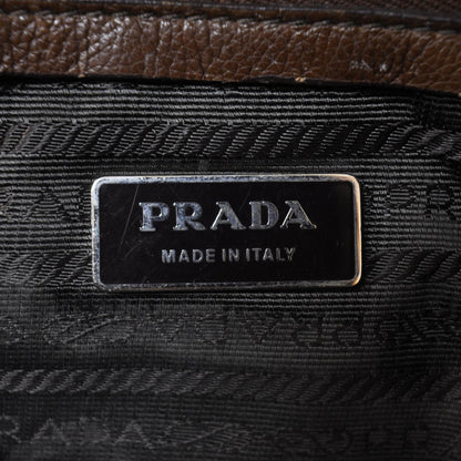 Prada Leather Easy Foldover Pushlock Satchel Brown 7 of 9