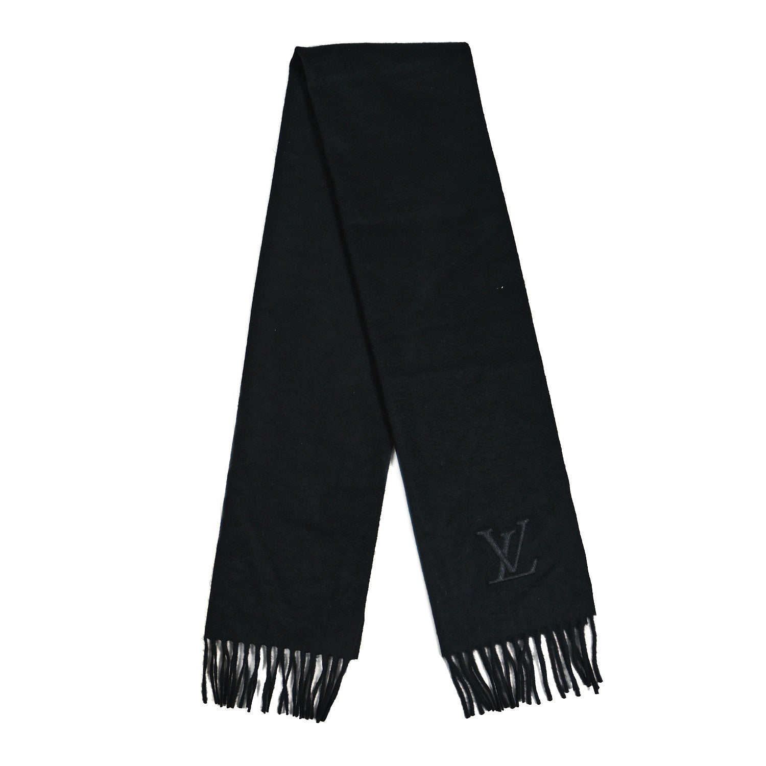 Louis Vuitton Cashmere Logo Scarf Black 2 of 4
