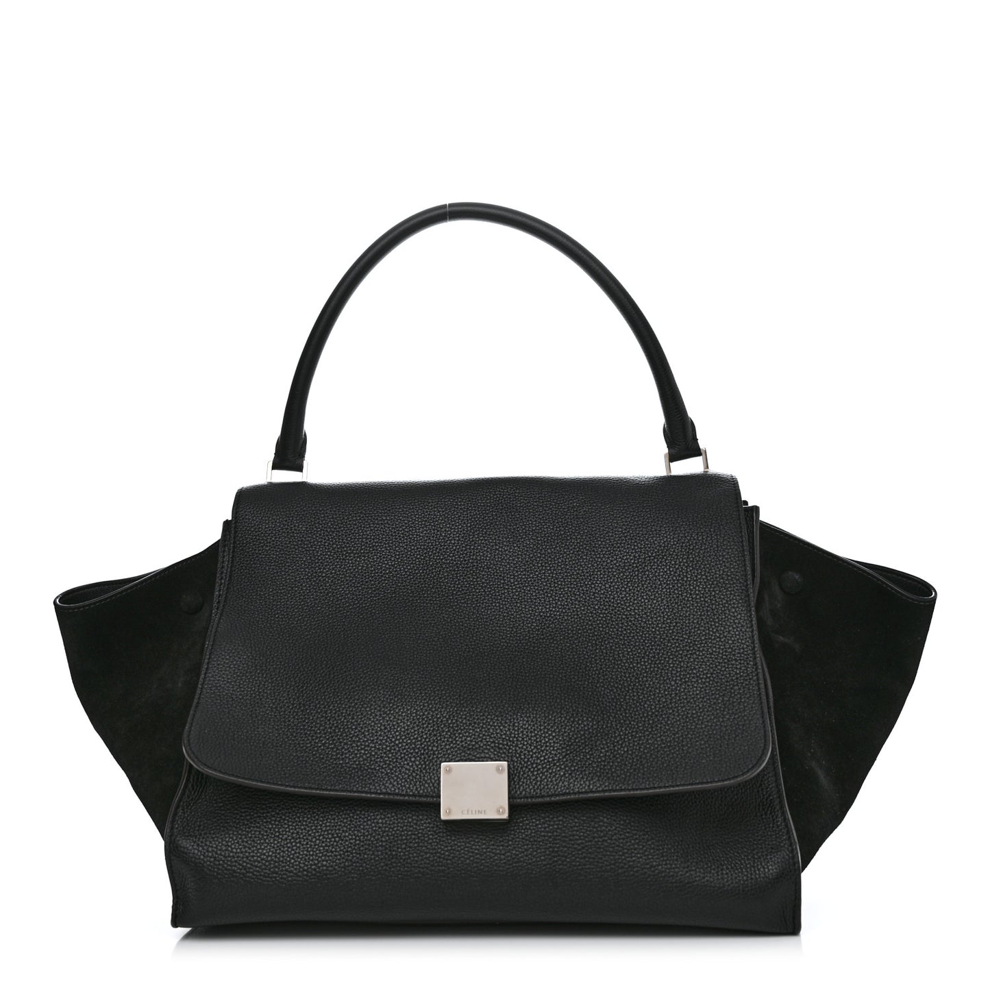 Drummed Calfskin Suede Large Trapeze Black