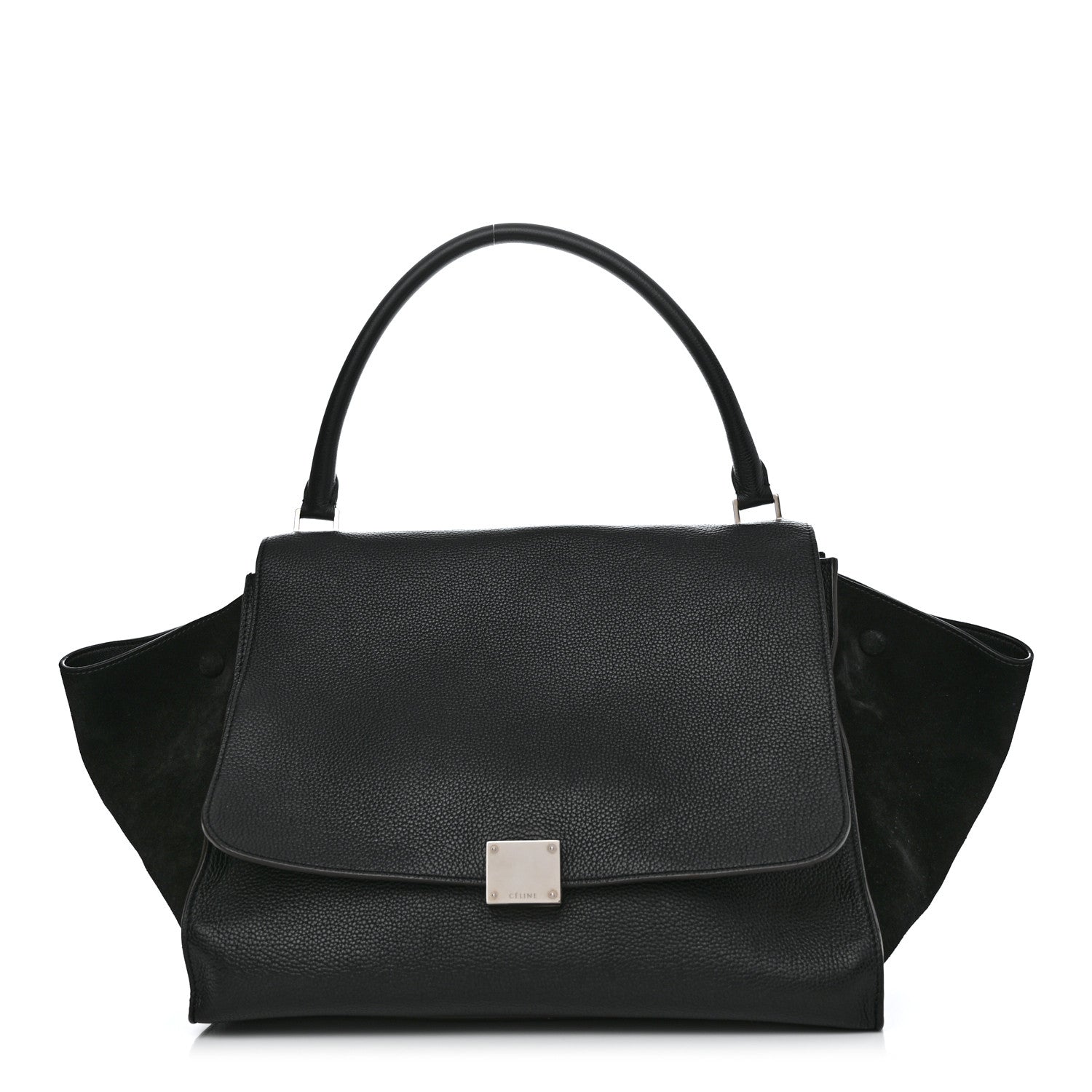 Celine Drummed Calfskin Suede Large Trapeze Black 1 of 12
