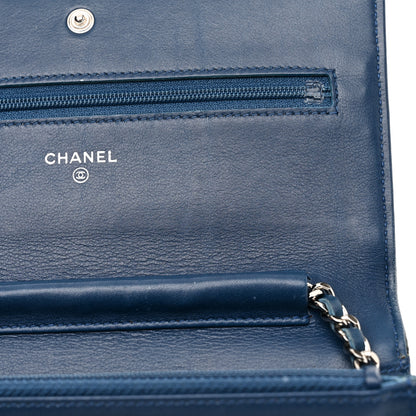 Chanel Patent Camellia Wallet on Chain WOC Royal Blue 14 of 18