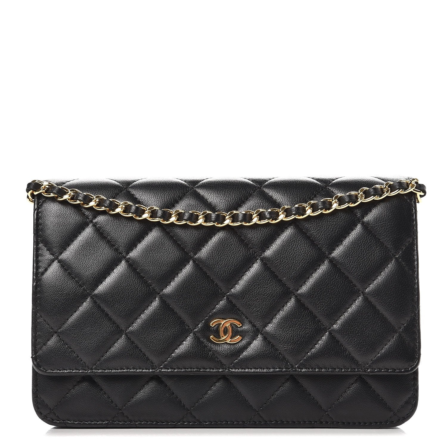 Chanel Lambskin Quilted Wallet On Chain WOC Black 1 of 10