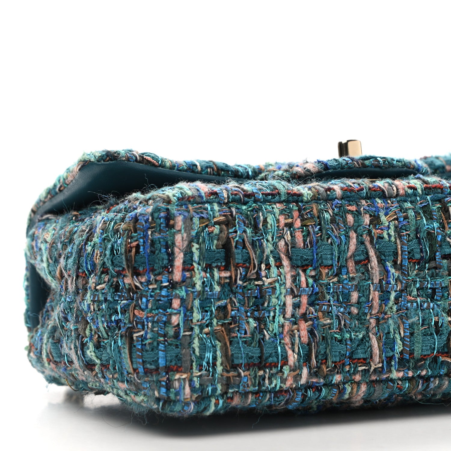 Chanel Tweed Quilted Egyptian Mini Rectangular Flap Turquoise 9 of 11