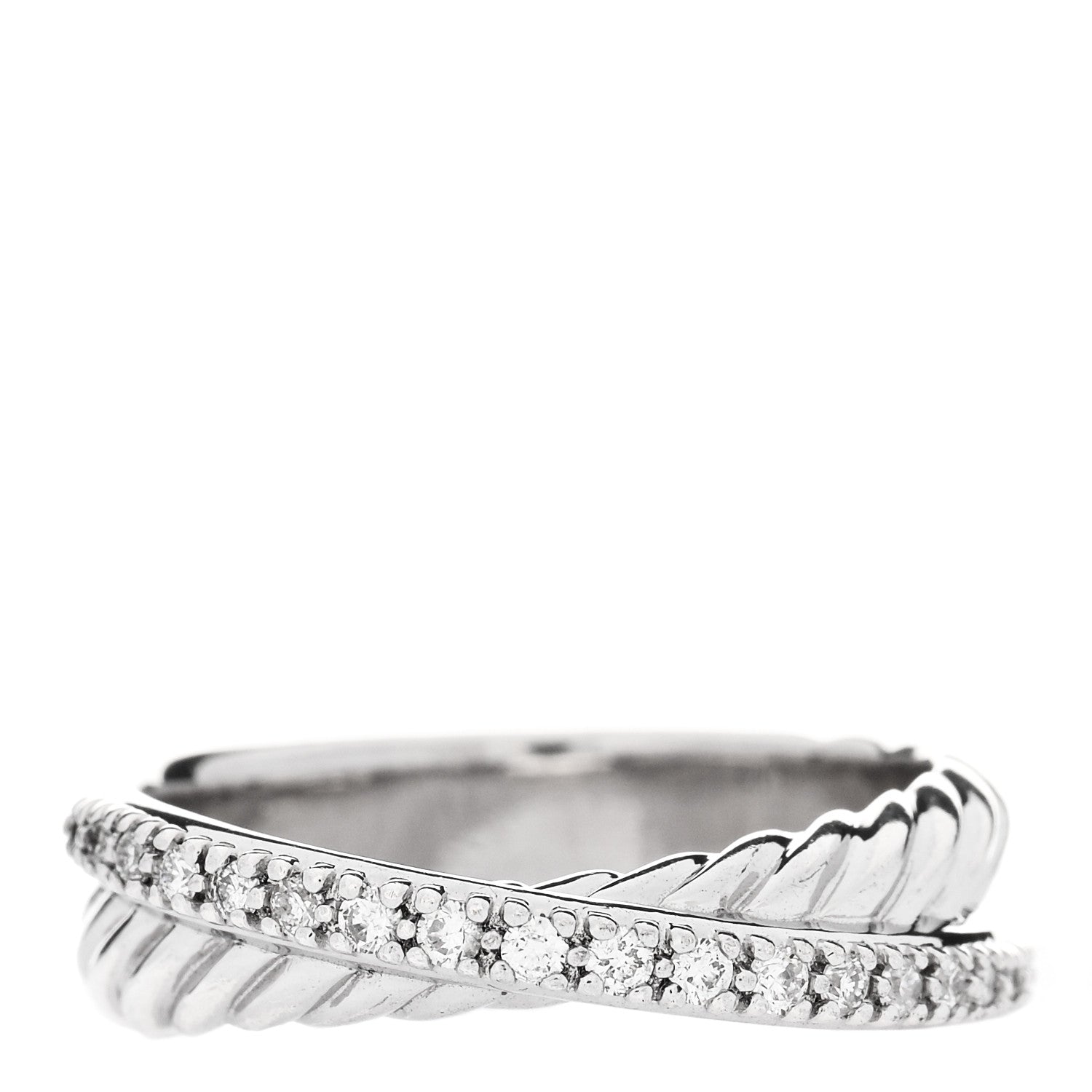 David Yurman Sterling Silver Diamond 5mm Crossover Ring 52 6 1 of 5
