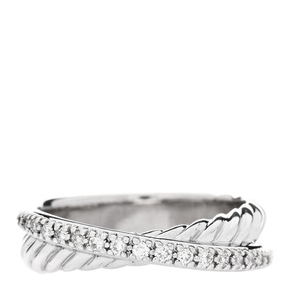 David Yurman Sterling Silver Diamond 5mm Crossover Ring 52 6 1 of 5
