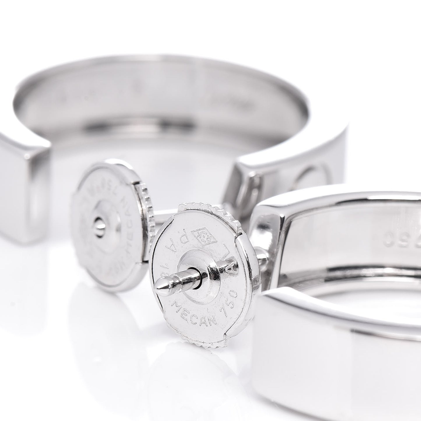 18K White Gold 2 Diamond 5.5mm LOVE Hoop Earrings