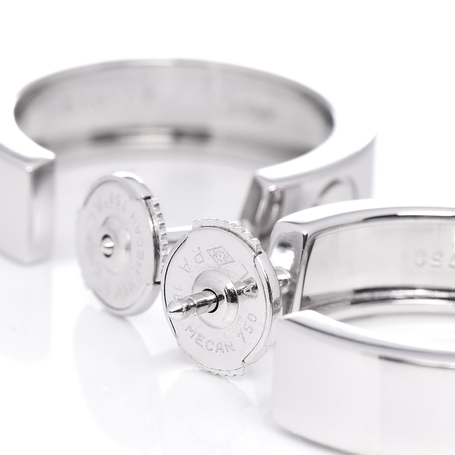 Cartier 18K White Gold 2 Diamond 5.5mm LOVE Hoop Earrings 3 of 7