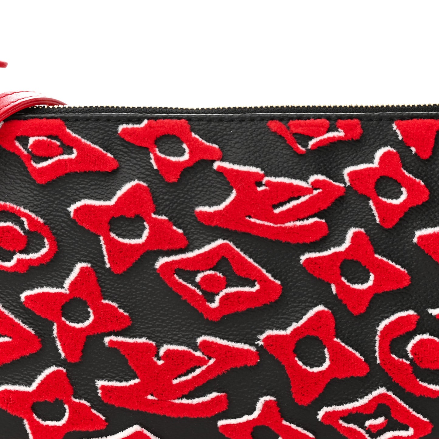 X UF Tufted Monogram Pochette Accessories Black Red