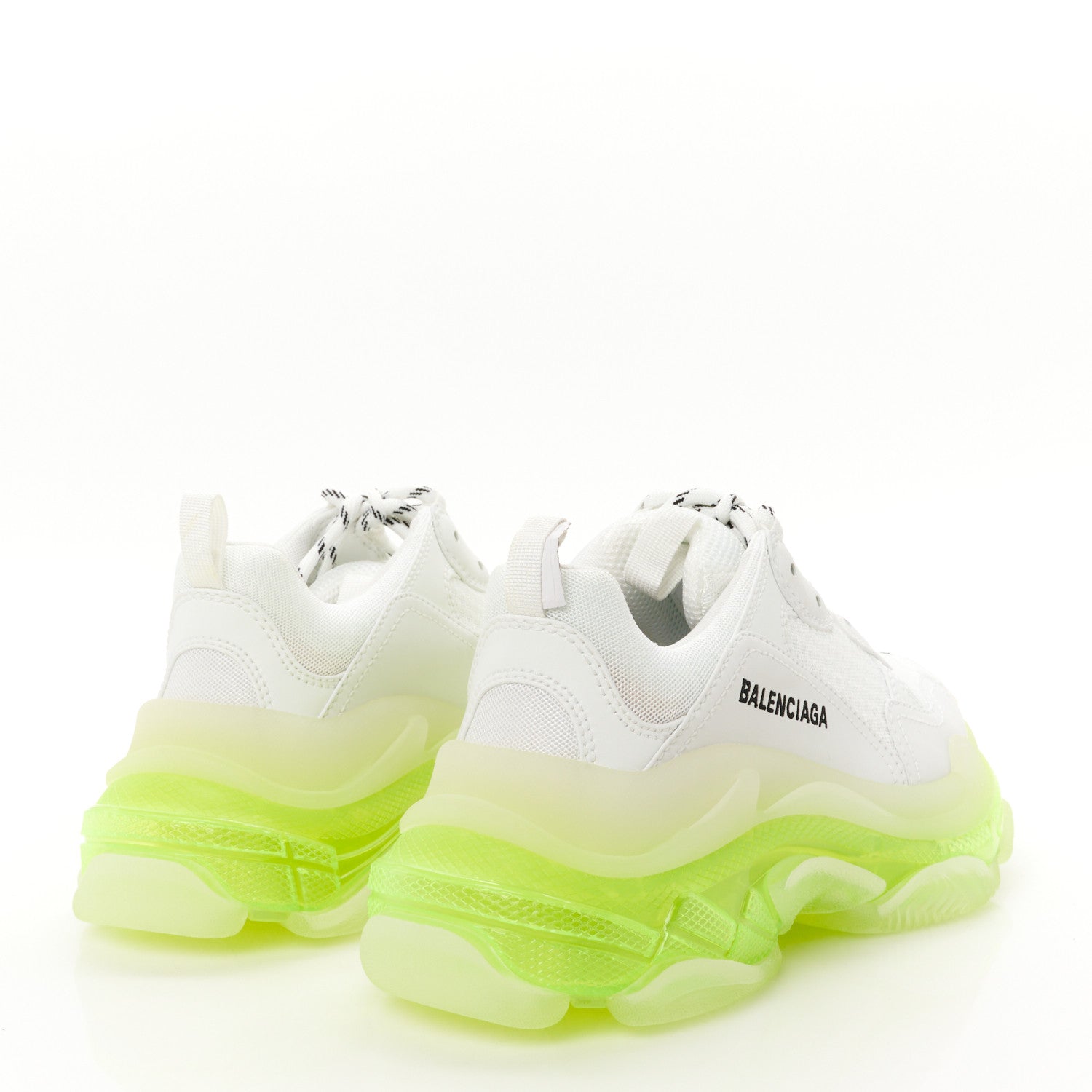 Balenciaga Fabric Mesh Clear Sole Fluo Womens Triple S Sneakers 38 White Fluo Yellow 4 of 9