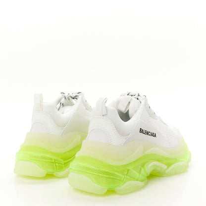 Balenciaga Fabric Mesh Clear Sole Fluo Womens Triple S Sneakers 38 White Fluo Yellow 4 of 9