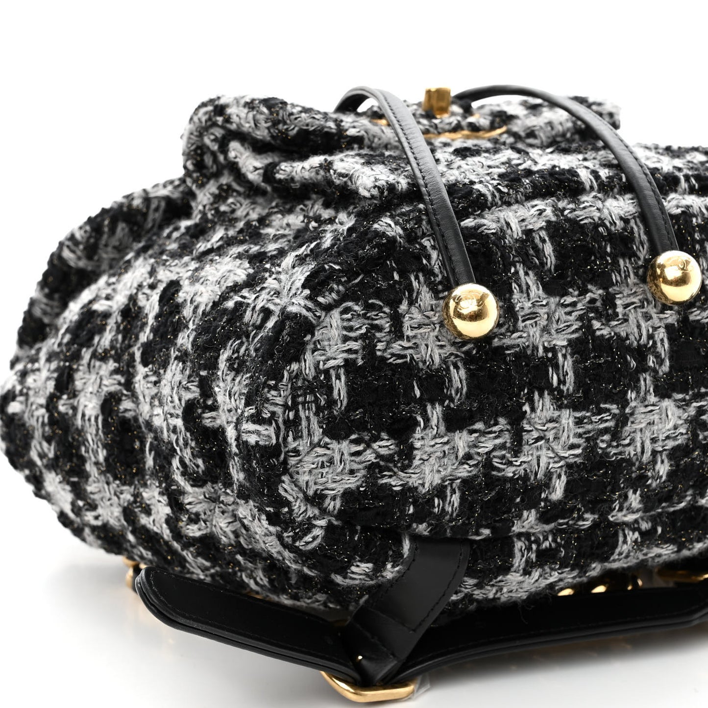 Wool Tweed Elegant Backpack Black Grey