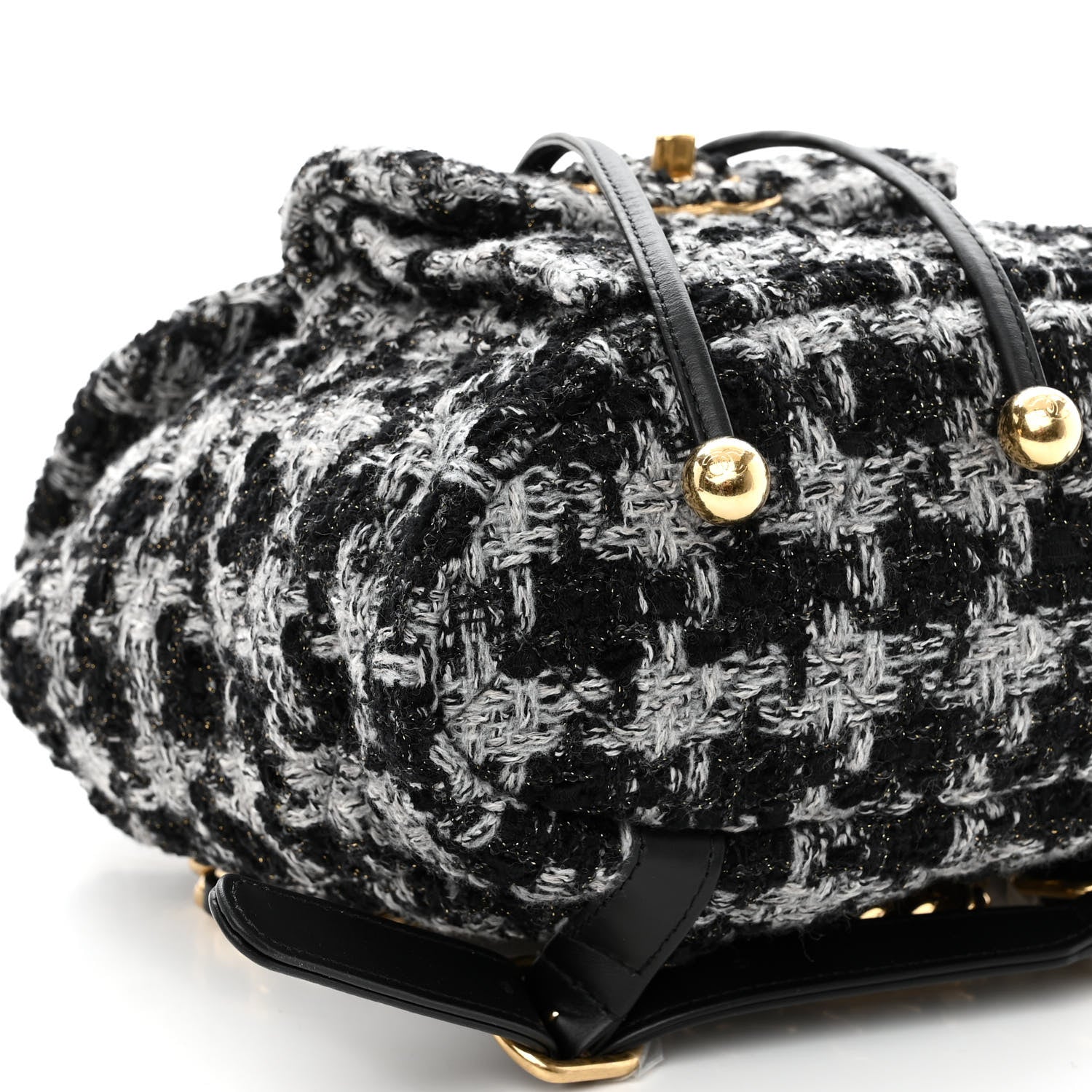 Chanel Wool Tweed Elegant Backpack Black Grey 8 of 9