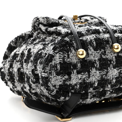 Chanel Wool Tweed Elegant Backpack Black Grey 8 of 9