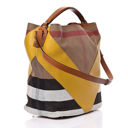 Burberry Canvas Mega Check Calfskin Chevron Medium Hobo Multicolor 3 of 14