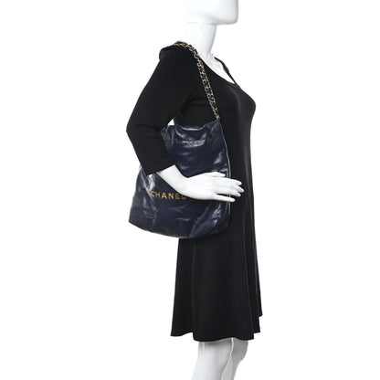 Chanel Shiny Calfskin Quilted Small Chanel 22 Navy 2 of 11