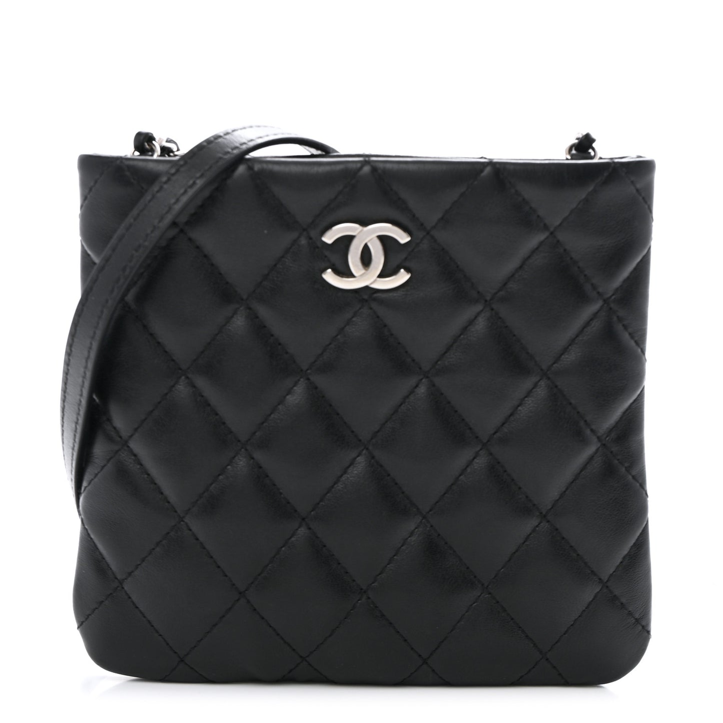 Lambskin Quilted Crossbody Bag Black