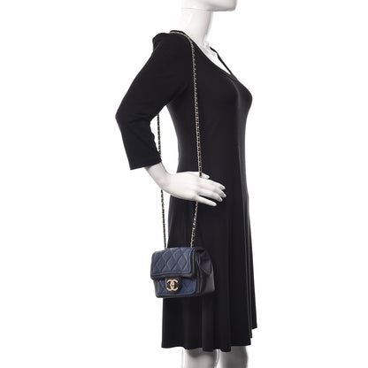 Chanel Lambskin Quilted Graphic Mini Flap Bag Navy Black 2 of 10