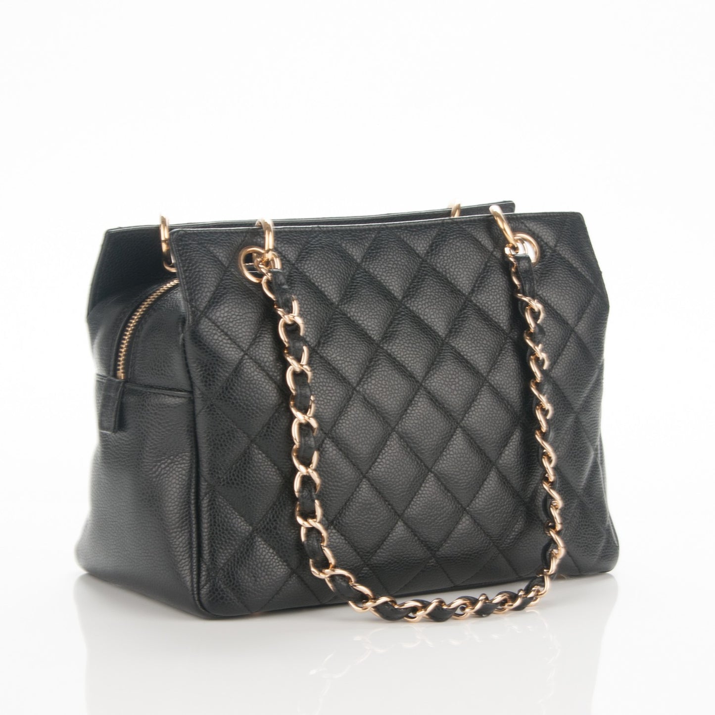 Caviar Quilted Petit Timeless Tote PTT Black