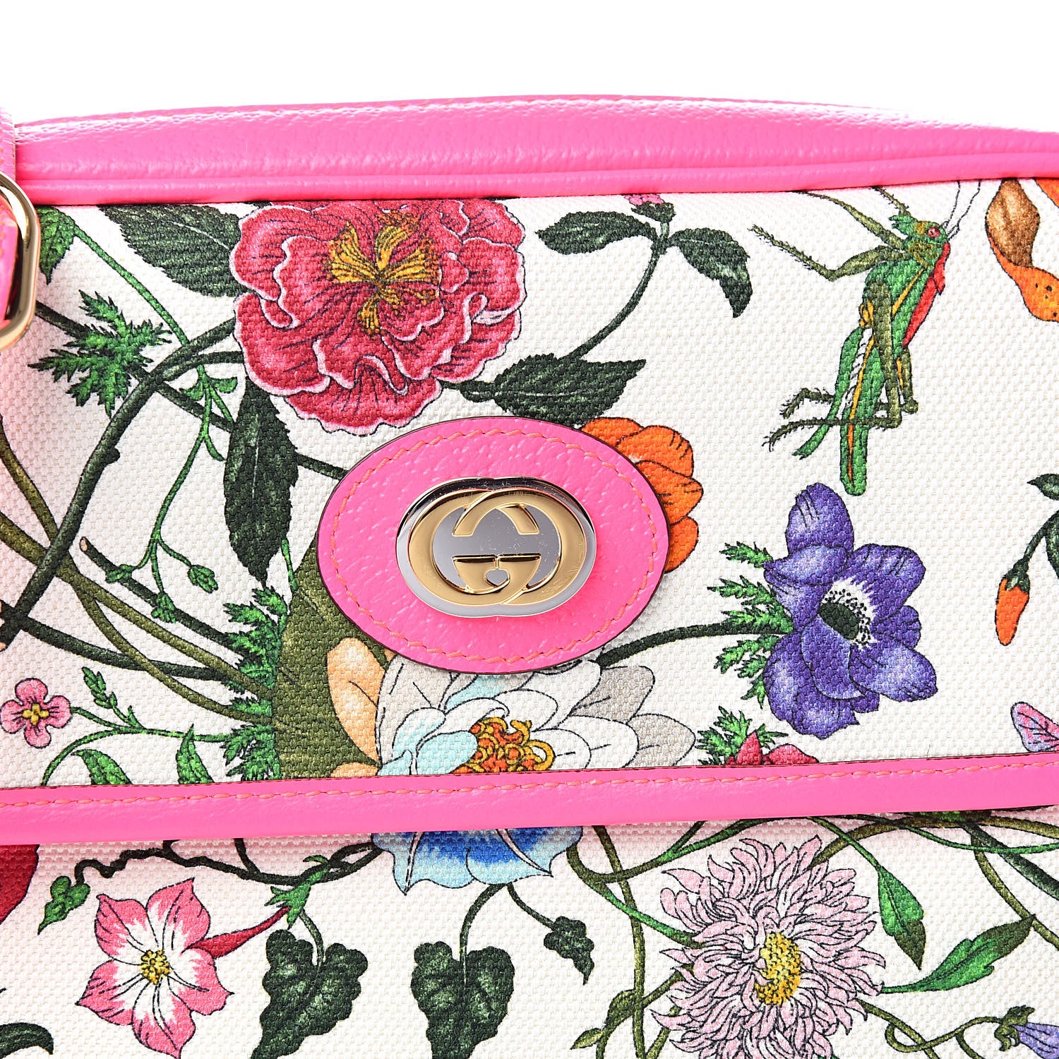Gucci Canvas Flora Floral Shoulder Bag White Fuchsia Fluo 10 of 10
