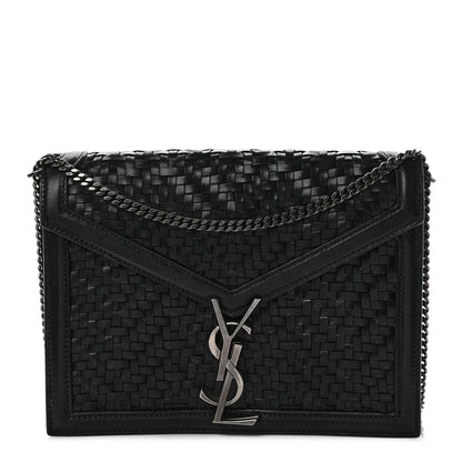 Saint Laurent Calfskin Woven Monogram Cassandra Clasp Bag Black 1 of 11