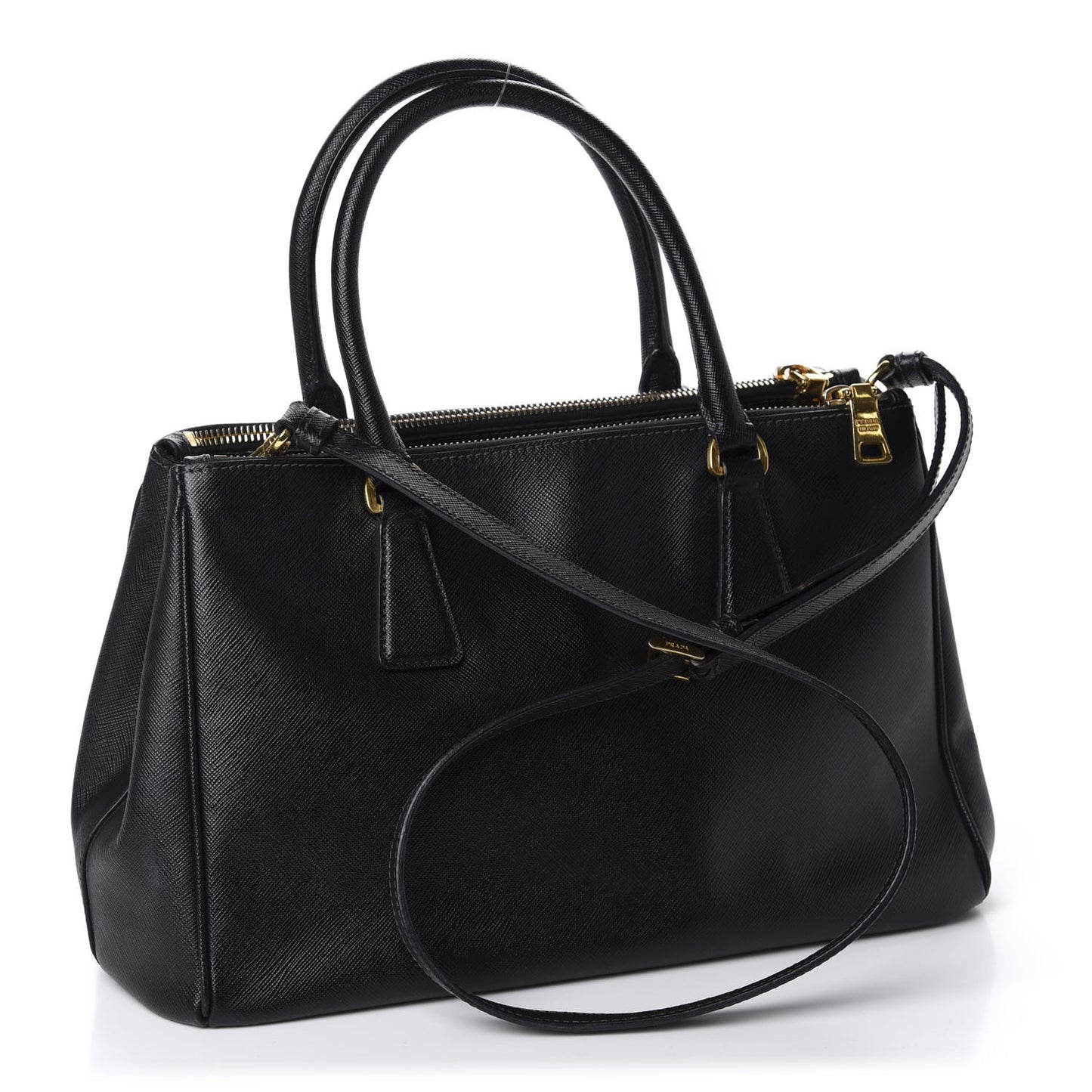 Saffiano Small Galleria Double Zip Tote Black