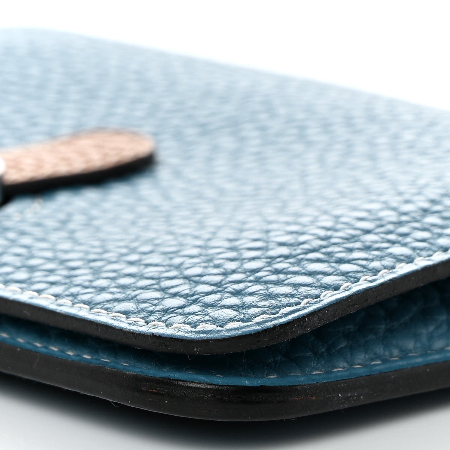 Hermes Togo Verso Dogon Compact Wallet Blue Jean Gold 8 of 10
