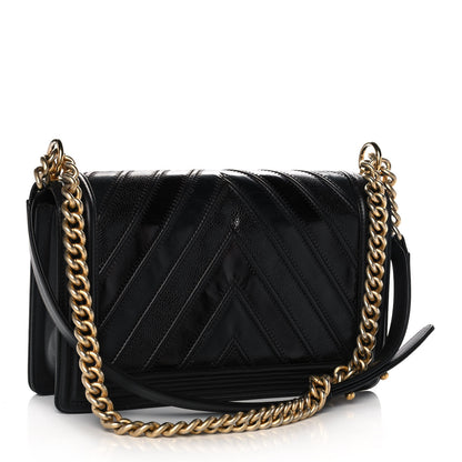 Chanel Calfskin Caviar Suede Chevron New Medium Boy Flap Black 3 of 17