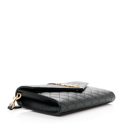 Saint Laurent Grain De Poudre Textured Mixed Matelasse Triquilt Monogram Clutch Black 4 of 10