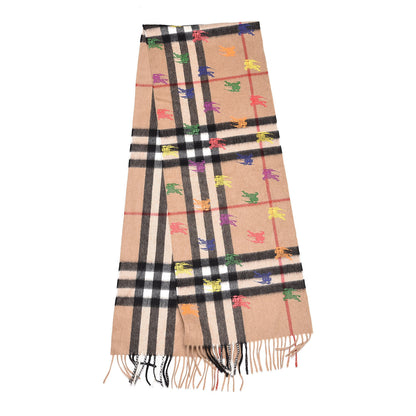 Burberry Cashmere Giant Check EKD Fringe Scarf Camel Multicolor 3 of 5