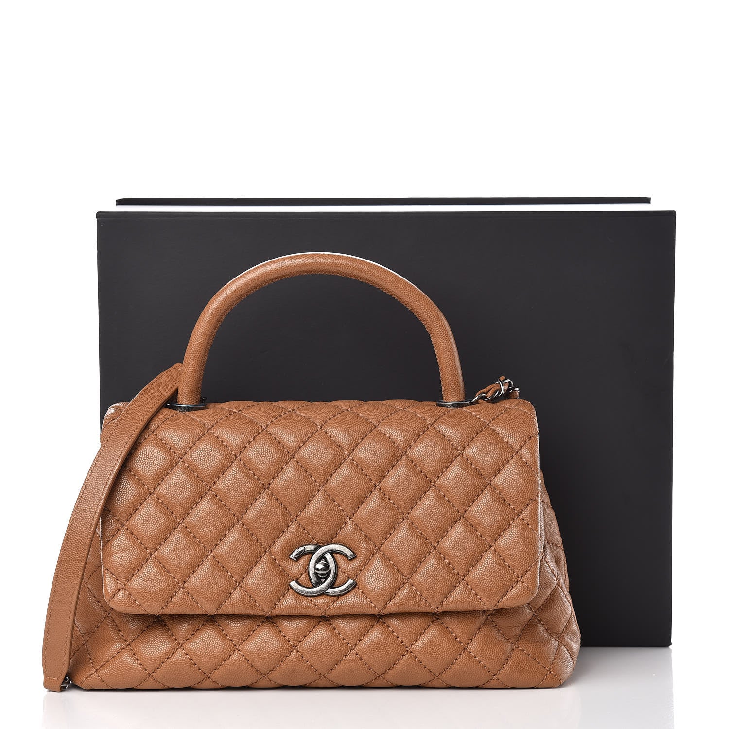 Chanel Caviar Quilted Small Coco Handle Flap Camel 11 of 11