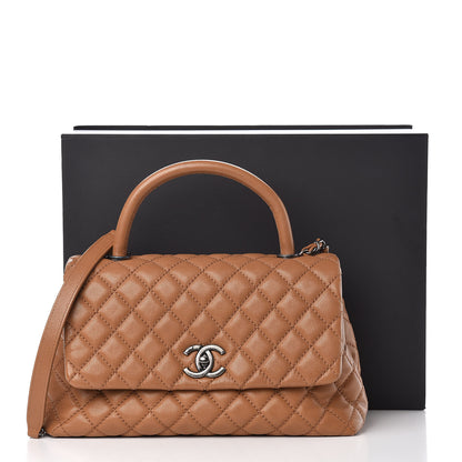 Chanel Caviar Quilted Small Coco Handle Flap Camel 11 of 11