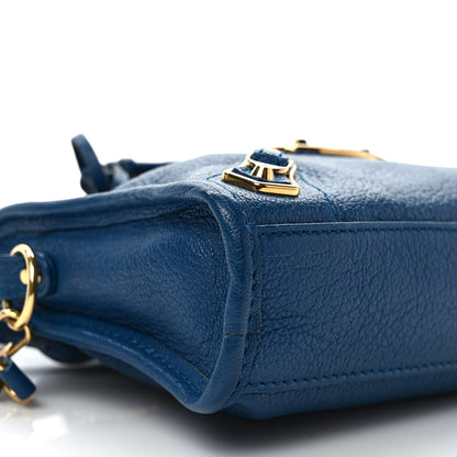 Balenciaga Shiny Goatsking Gold Metallic Edge Hardware Nano City Bleu Abysse 9 of 10