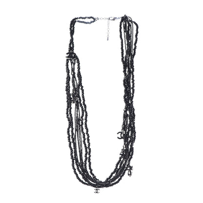 Chanel Bead Multi Strand CC Necklace Black 3 of 5