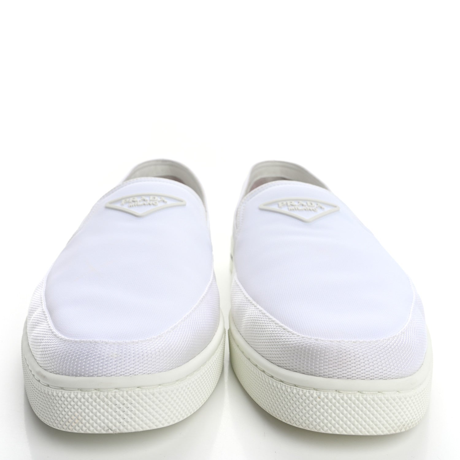 Prada Technical Nylon Triangle Logo Mens Slip On Sneakers 11 White 3 of 12