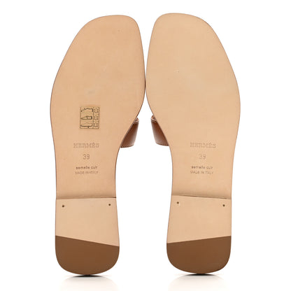 Hermes Box Calfskin Oran Sandals 39 Gold 5 of 9