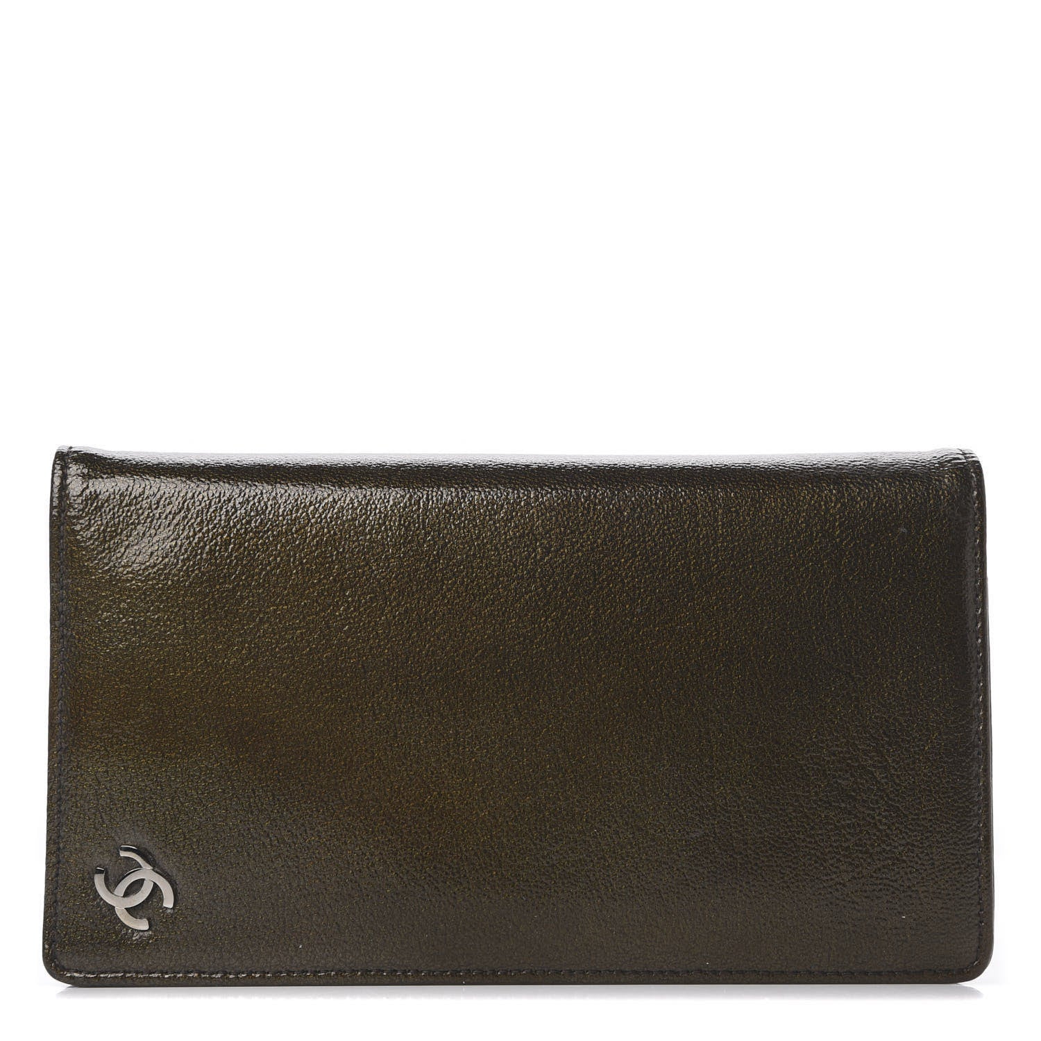 Chanel Grained Patent CC Yen Wallet Brown 1 of 13