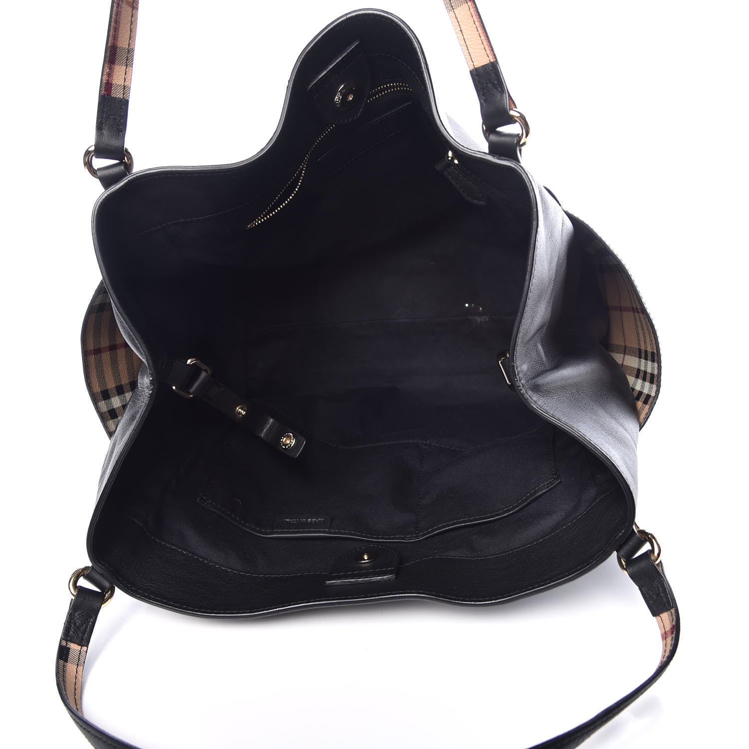 Burberry Calfskin Haymarket Check Small Canterbury Tote Black 5 of 11