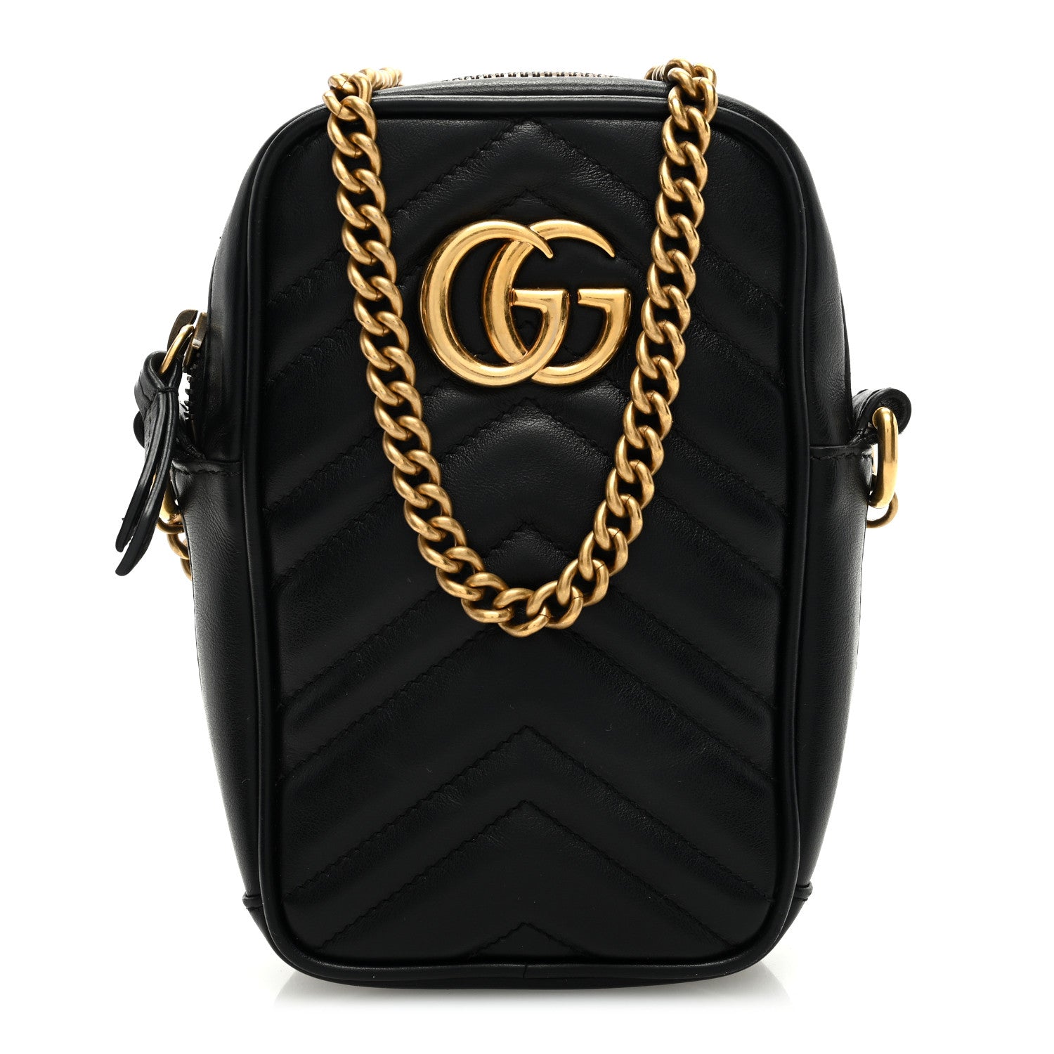Gucci Calfskin Matelasse Mini GG Marmont Crossbody Bag Black 1 of 11