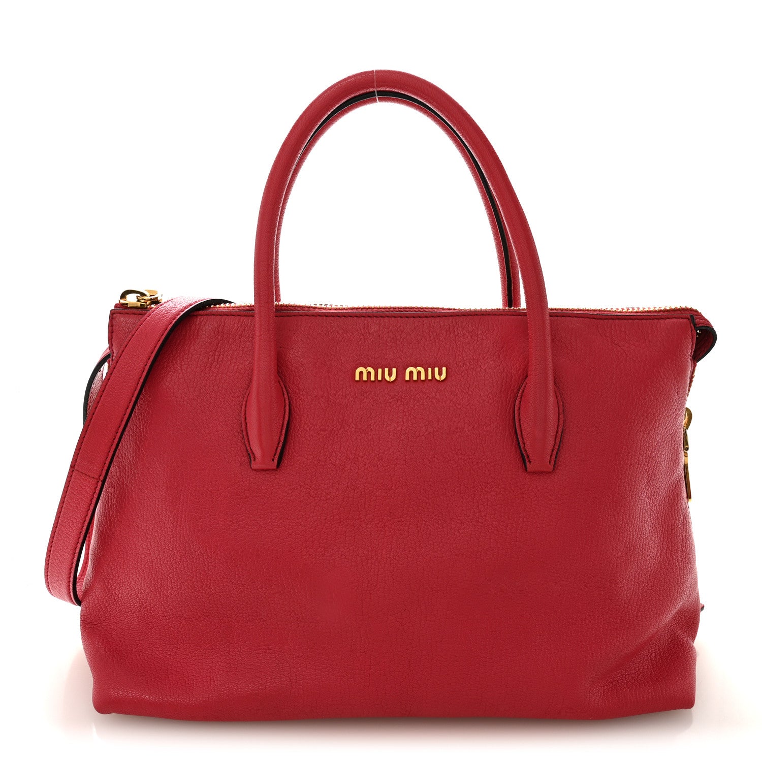 Miu Miu Goatskin Madras Top Handle Bag Fragola 1 of 9