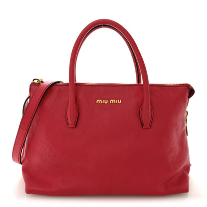 Miu Miu Goatskin Madras Top Handle Bag Fragola 1 of 9