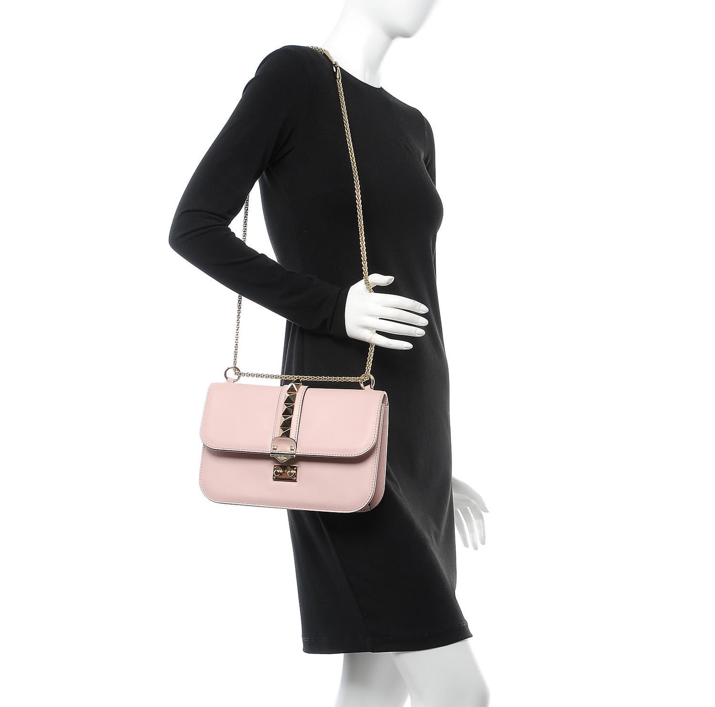 Vitello Medium Glam Lock Rockstud Flap Water Rose