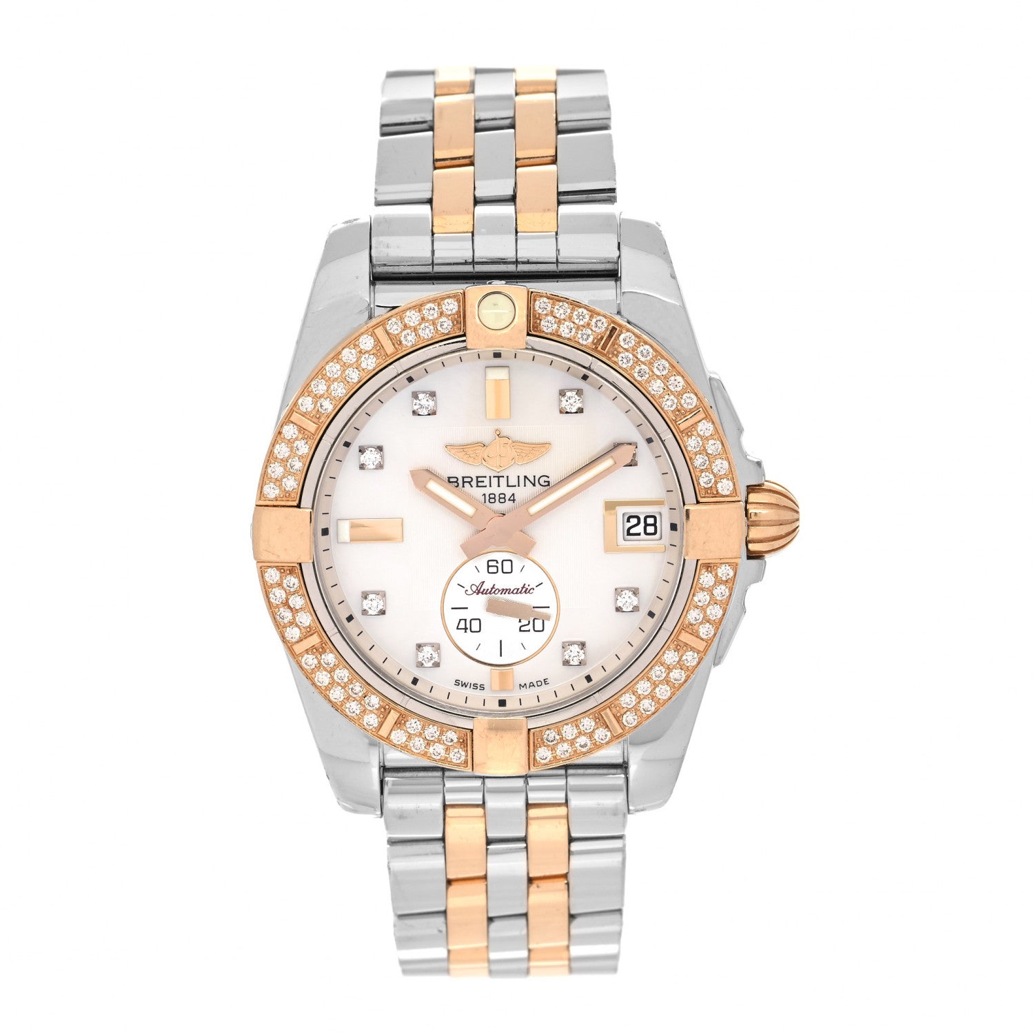 Breitling Stainless Steel 18K Rose Gold Diamond Mother of Pearl 36mm Galactic Automatic Watch C37330 1 of 5