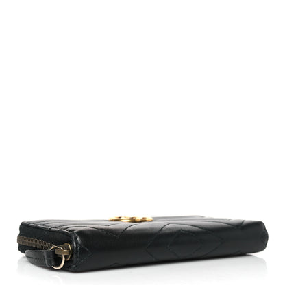 Gucci Calfskin Matelasse GG Marmont Zip Around Wallet Black 4 of 8