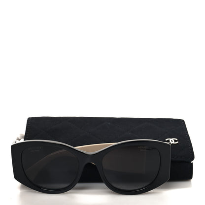 Chanel Acetate Oval Sunglasses 5524 Black Beige 8 of 8