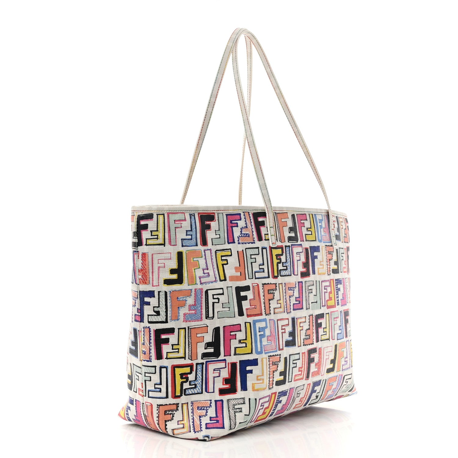 Fendi Zucca Spalmati FF Multicolor Medium Roll Tote Multicolor White 3 of 11