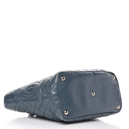 Chanel Aged Calfskin Quilted Large Cotton Club Tote Blue 4 of 20
