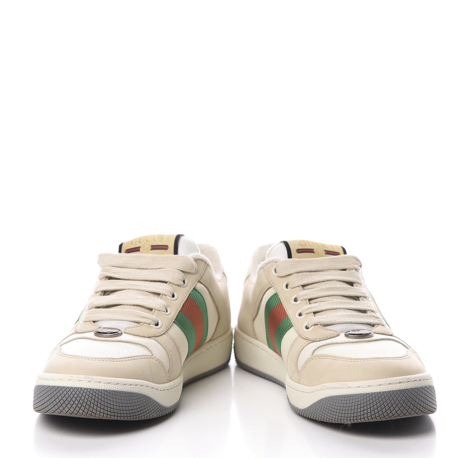 Gucci Nylon Nubuck Web Womens Screener Sneakers 36.5 Mystic White Dusty Milk 5 of 9