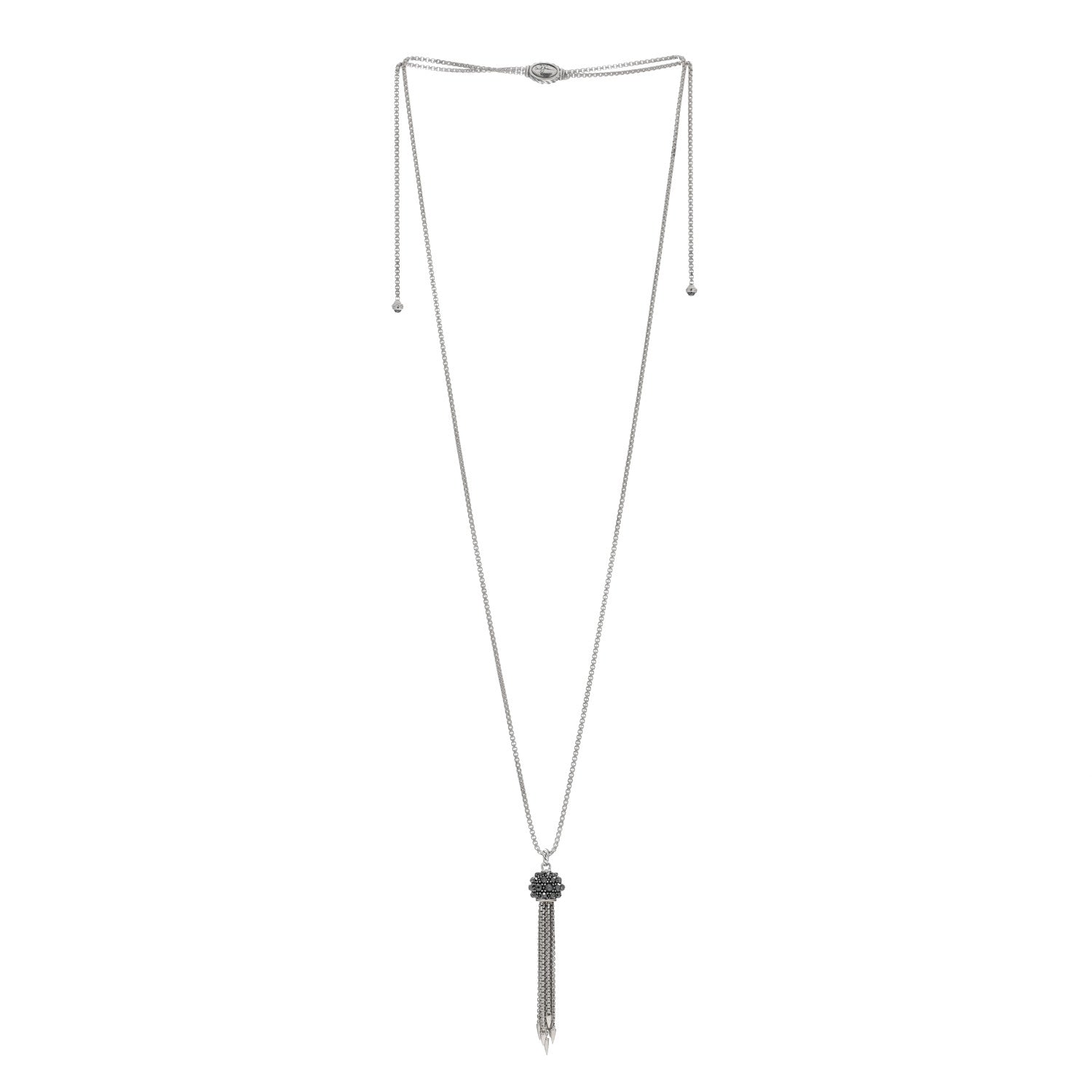 David Yurman Sterling Silver Hematite Cable Berries Tassel Pendant Necklace 2 of 4