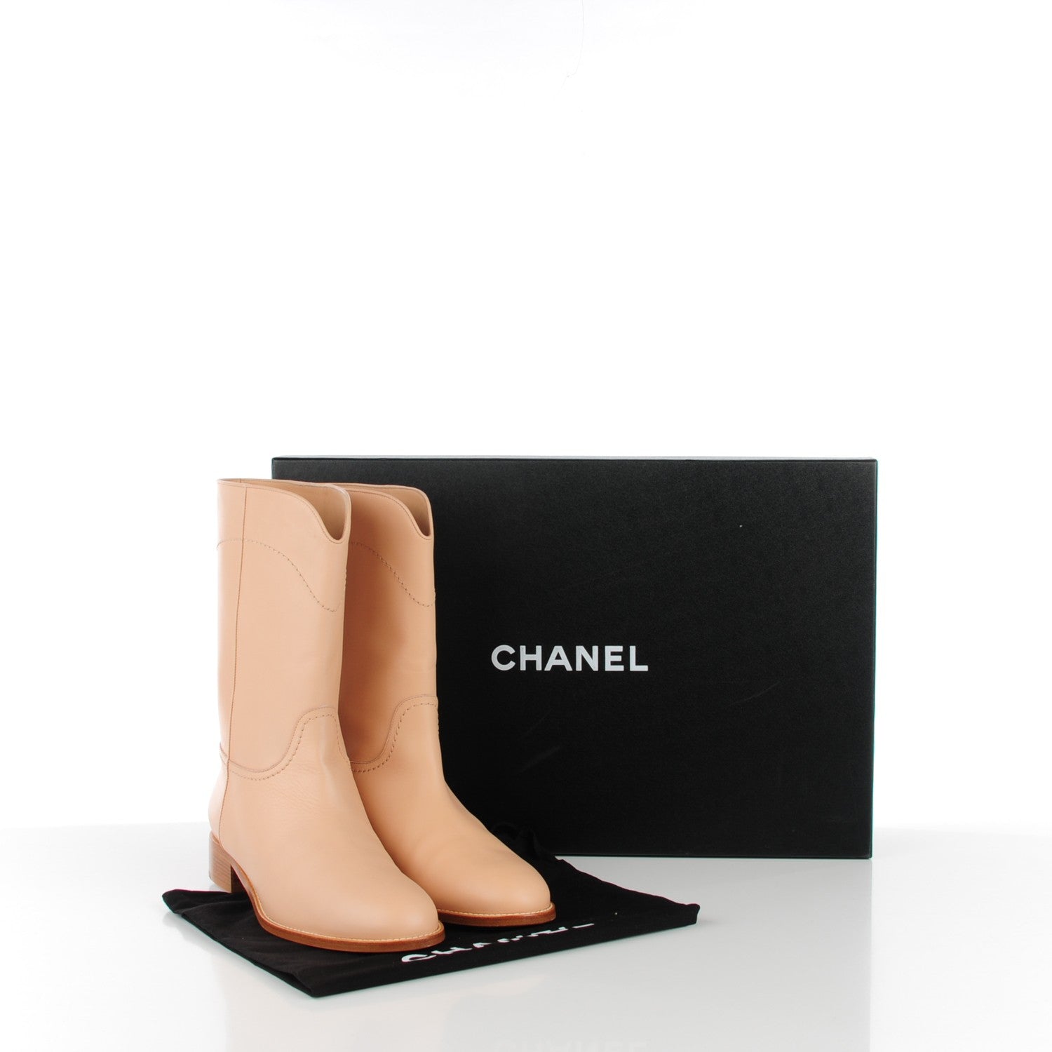 Chanel Calfskin Ascot CC Boots 42 Light Beige 126063 – FASHIONPHILE